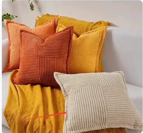 Nordic Corduroy Flying Pillow Simple Cushion Cover Khaki - Shop at LoveMi