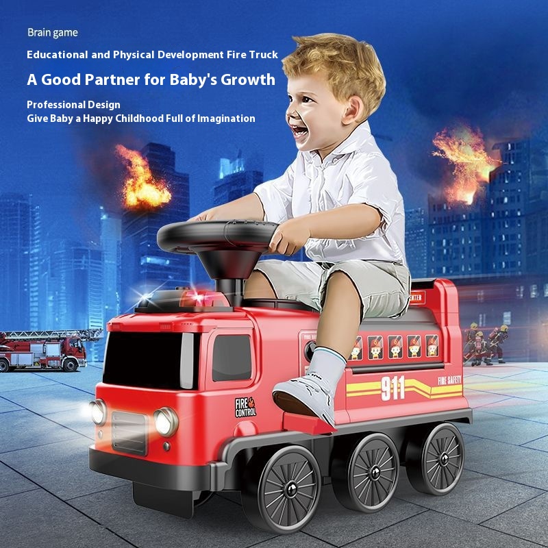 Children's Space Bus Fire Police Electric Toys Can Sit People - Image 1