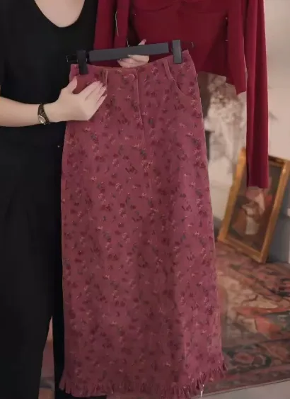 Floral Half Length Skirt Female Spring And Summer New Mid Length Skirt, High Waist, Thin Temperament, A Line Skirt, Long Chiffon Skirt, Small Fresh... - Shop at LoveMi