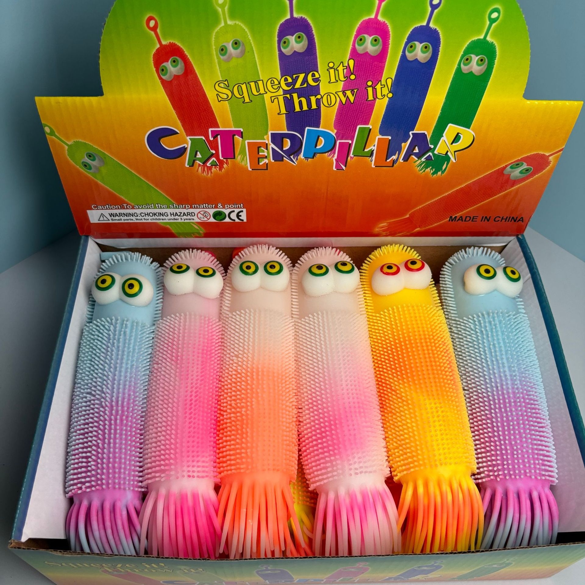 Two-color Corn Caterpillar Flash Convex Eye Squeezing Toy Soft Rubber Children's Luminous Toys Carpet - Image 1