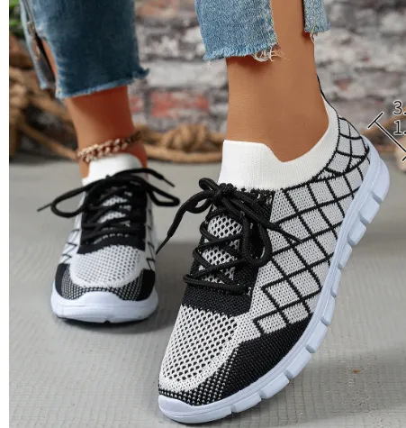 Plus Size Women's Sneaker Flyknit Casual Running Shoes Black - Shop at LoveMi