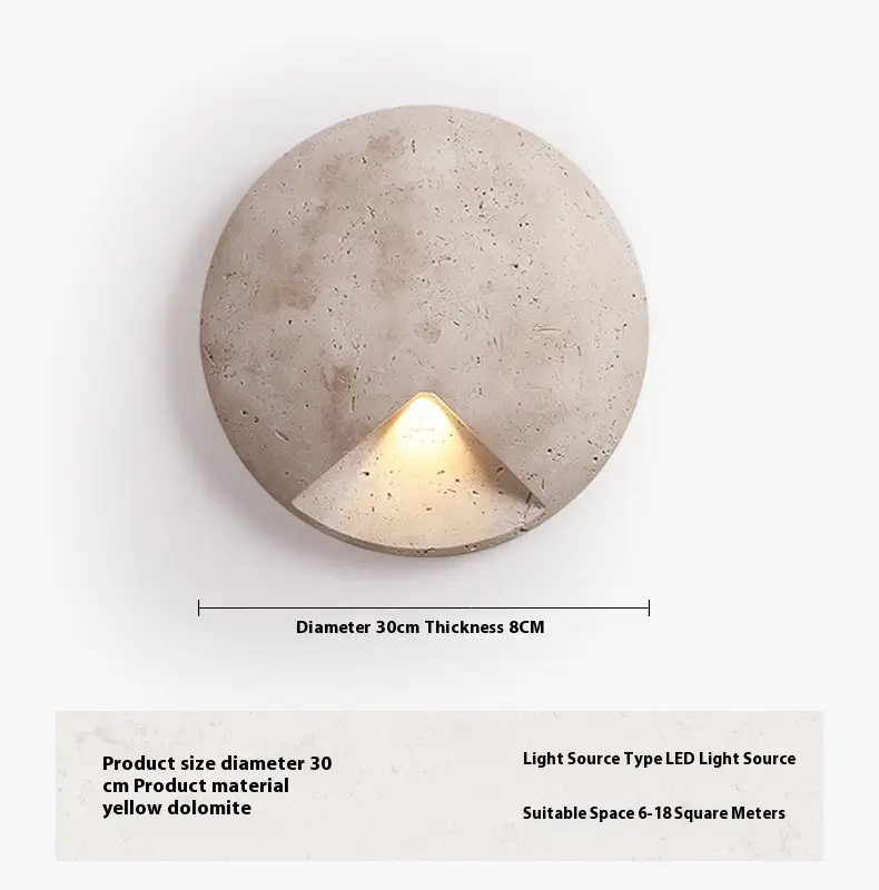 Yellow Cave Stone Round Silent Retro Wall Bedroom Bedside Aisle Stairs Atmosphere Wall Lamp