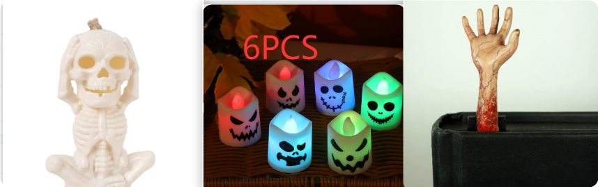 Décoration crâne lumineux LED avec bougies Halloween 6