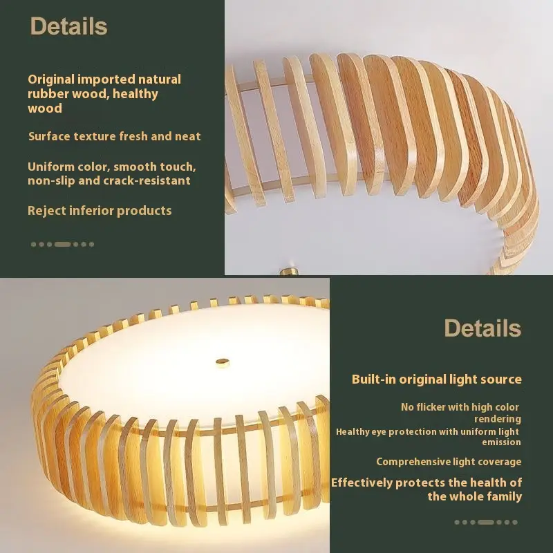 Japanese-style Log LED Bedroom Ceiling Lamp Nordic