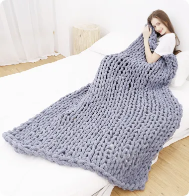 Chenille thick thread blanket handmade blanket Grey - Shop at LoveMi