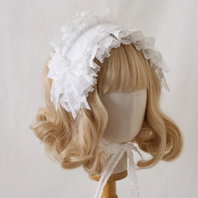 Versatile Color Blocked Bow Lace Headband White Lace - Shop at LoveMi