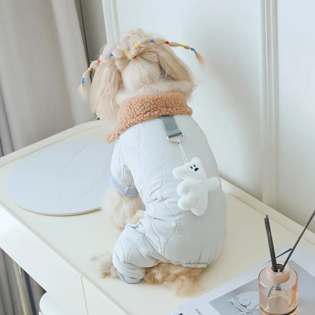 Extra Thick Band Pendant With Toy Bear Pendant - Light Grey