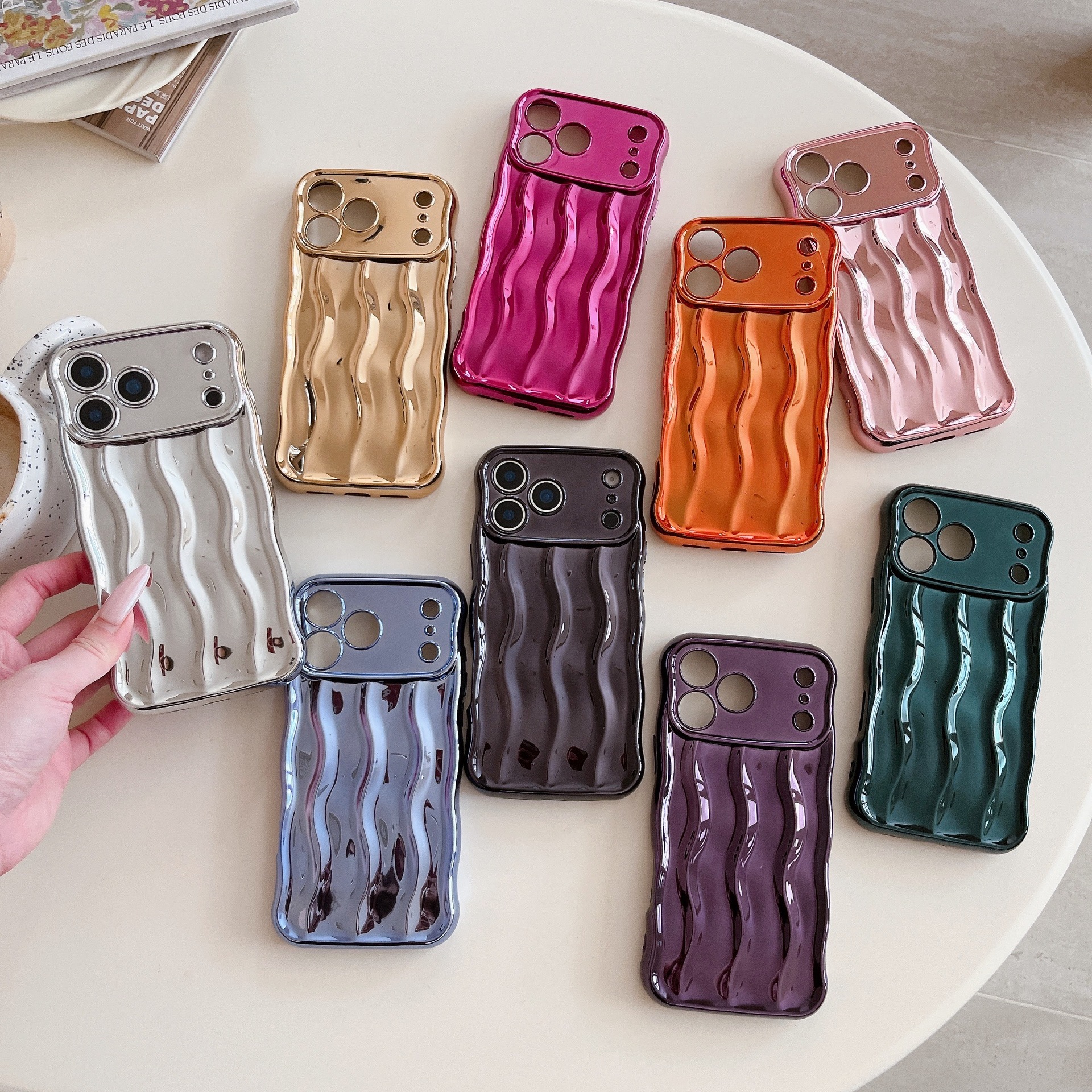 Solid Color Plating Advanced Sense Stripe Phone Case