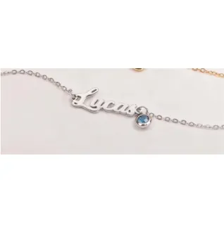 English Name Birthstone Anklet Simple Korean Style All match Jewelry Silver - Shop at LoveMi