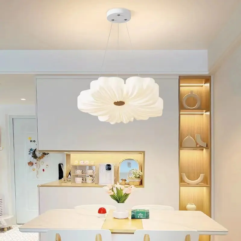 Flower Living Room Ceiling Lamp Cream Wind