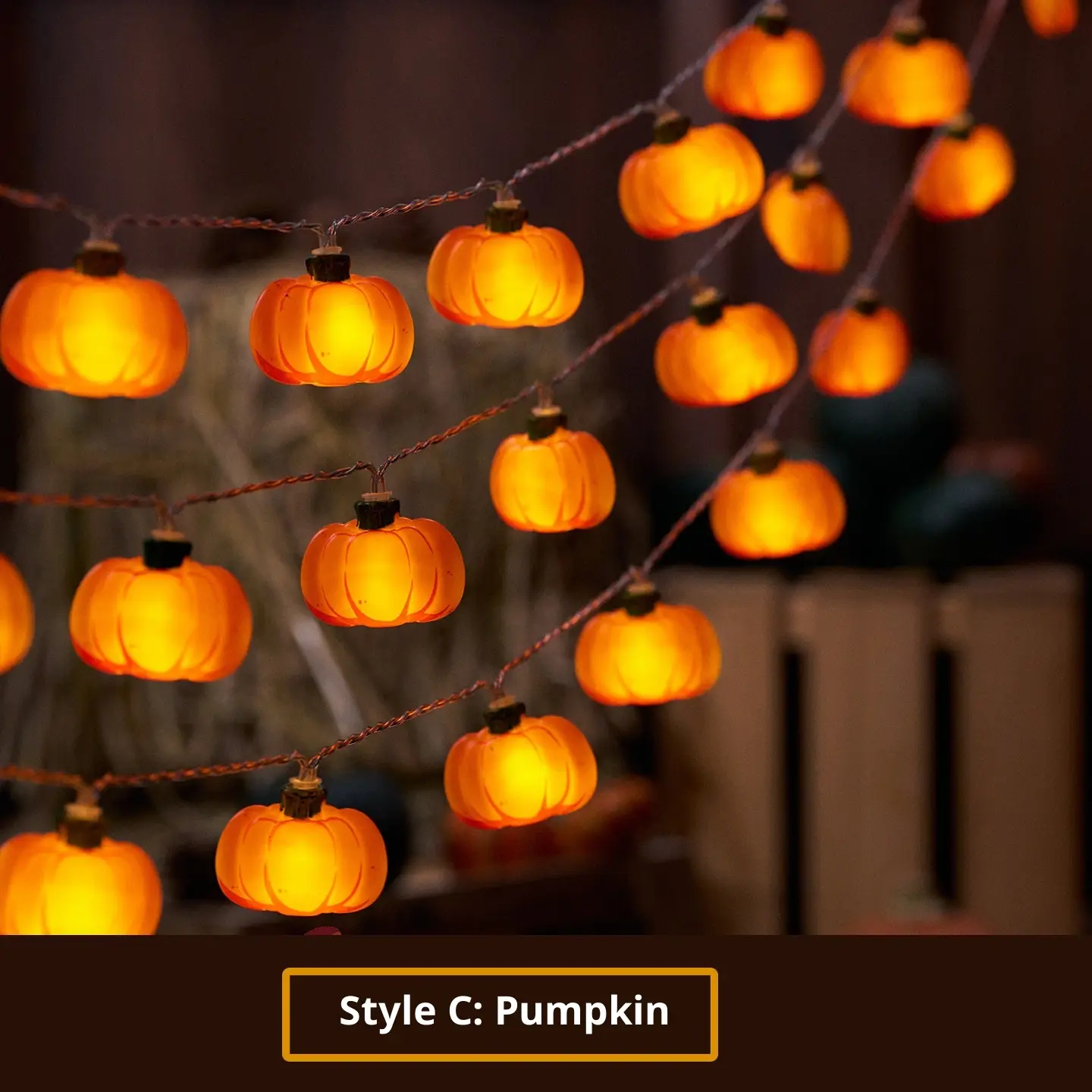 Creative Holiday Decoration LED Maple Leaf Pumpkin Lighting Chain