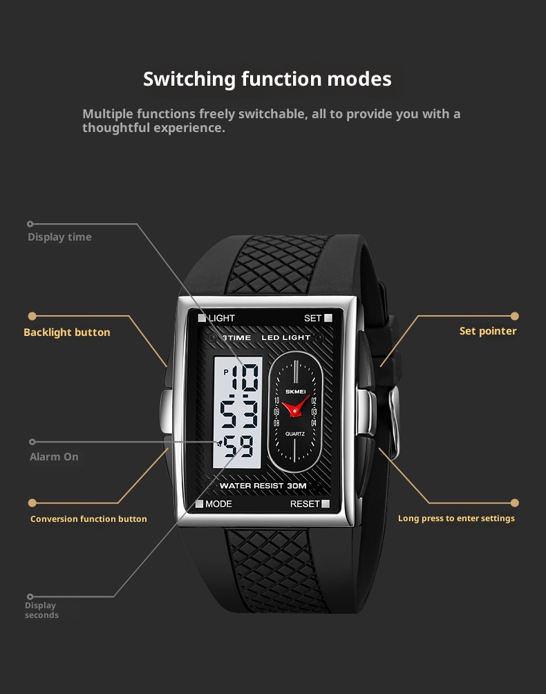 Skmei 2213 Analog Digital Square watch for Men