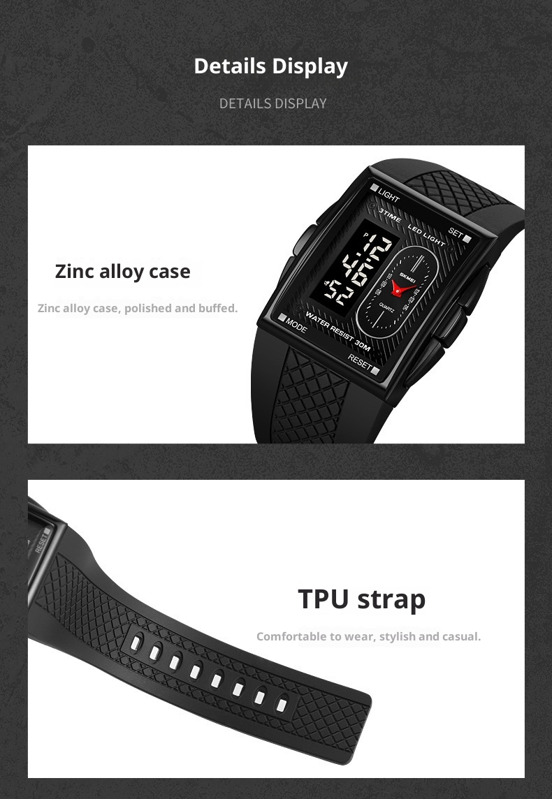 Skmei 2213 Analog Digital Square watch for Men