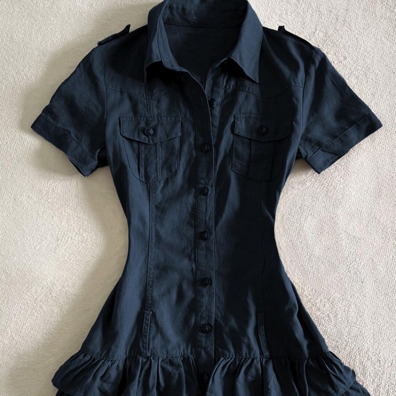 Navy Blue Cake Shirt Women's Dress