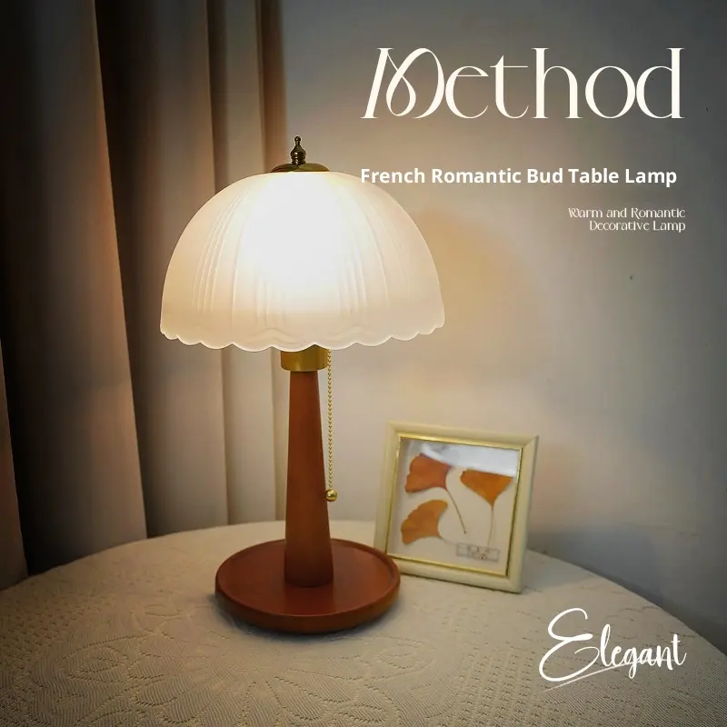 Silent Style Walnut Colors Glass Lamp French