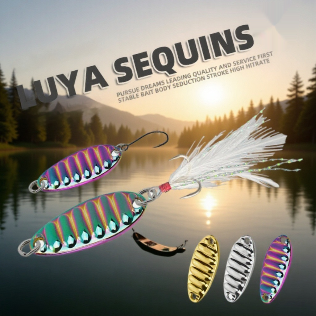 Sequins Colorful Light Sea Water Offset With Feather Hook