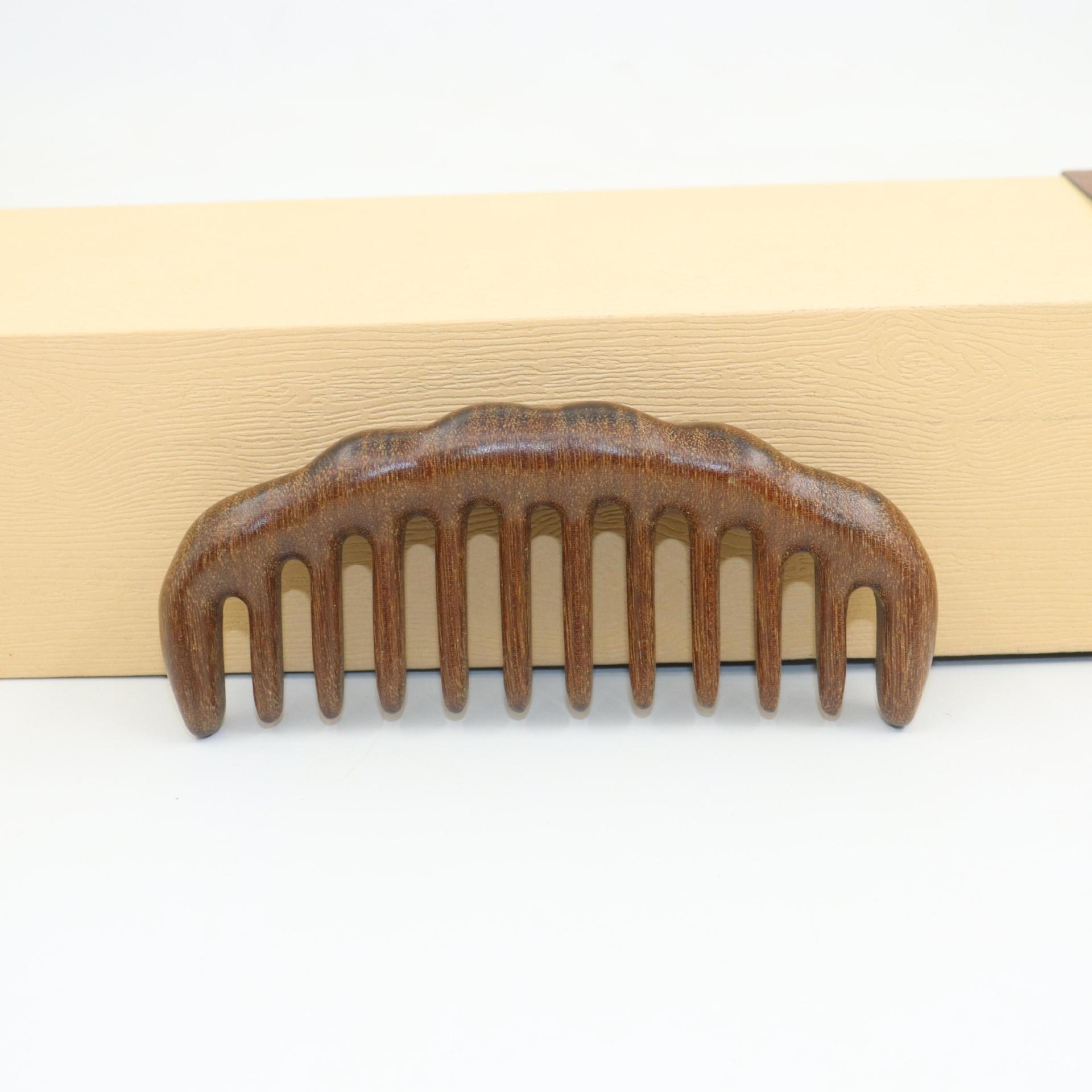 New Golden Sandalwood Thick Carved Wooden Comb 6