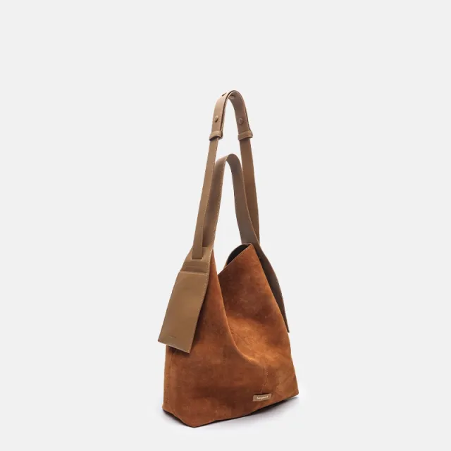 Lazy Commuter Shoulder Messenger Maillard Wear Suede Ear hanging Tote Bag Caramel Color In Stock Large S - Shop at LoveMi