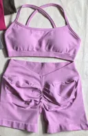 Bubble Powder Bra Shorts Set-S