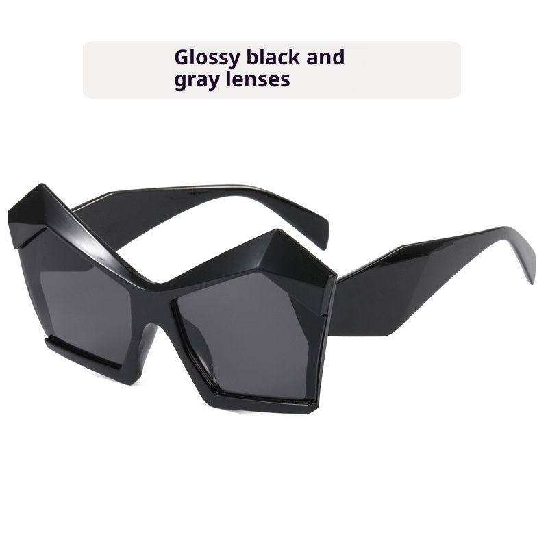 Cat's Eye Polygon Large Rim Sunglasses Female - Image 11
