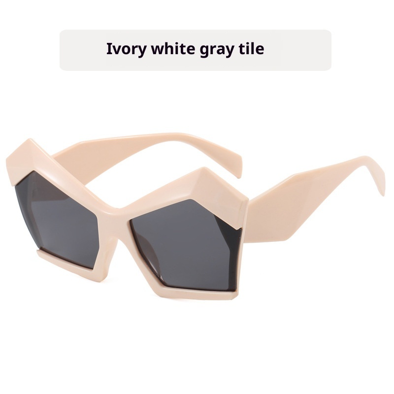Cat's Eye Polygon Large Rim Sunglasses Female - Image 12