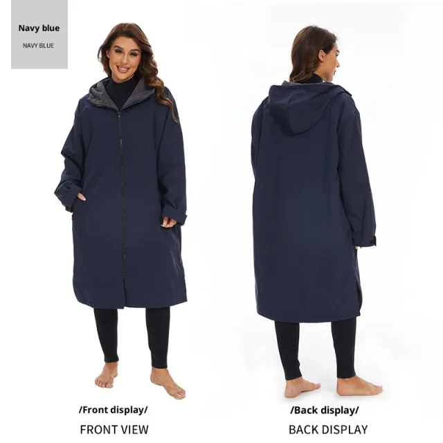Surfing Diving Thickened Cape Windbreaker Outdoor Hot Spring Cold proof Coat Bath Towel Dark Blue - Shop at LoveMi