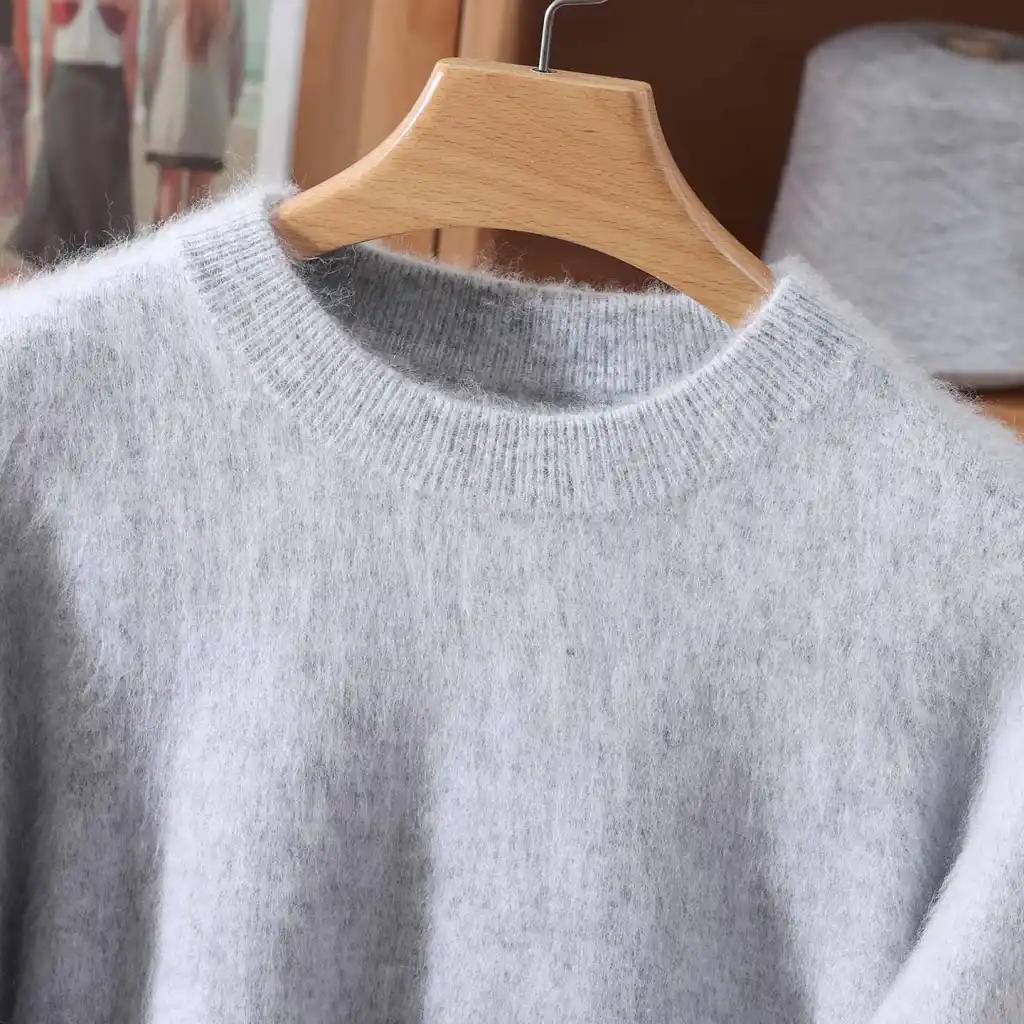 Half Height Round Neck Mink Fleece Fashionable Soft And Versatile Women's Fleece Sweater - Light Gray