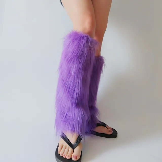 Autumn Winter Warm And Thickening Catwalk Show Plush Leg Warmer Violet - Shop at LoveMi
