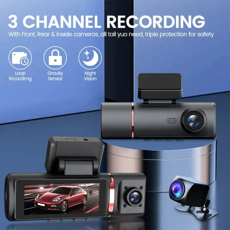 Driving Recorder 4K HD Front and Rear Three Recording