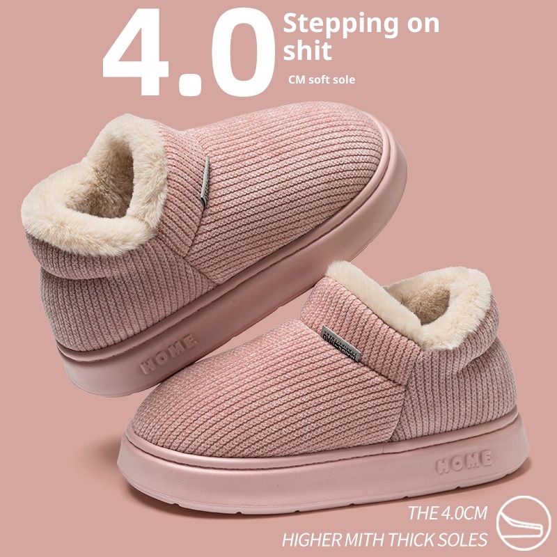 Ankle Wrap Cotton Slippers Women's Indoor Plush Thermal Non-slip Cotton-padded Shoes - Image 7