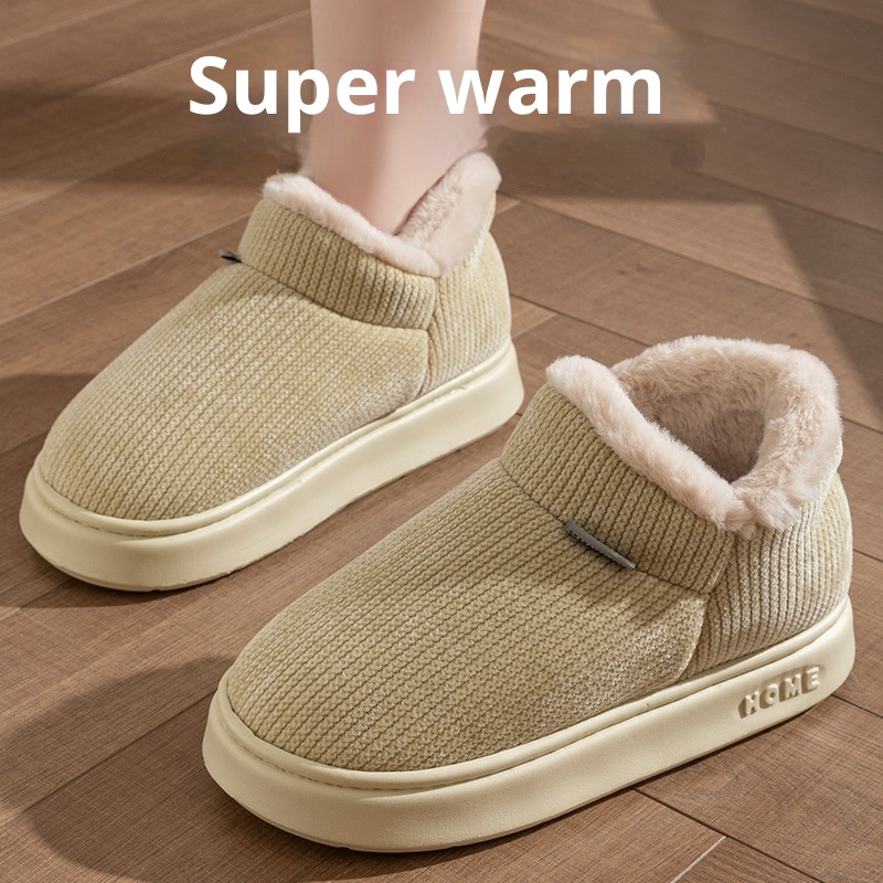 Ankle Wrap Cotton Slippers Women's Indoor Plush Thermal Non-slip Cotton-padded Shoes - Image 1