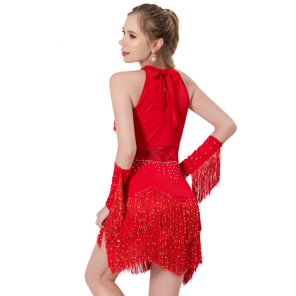 Stage Performance Competition Performance Wear Lace Dance Skirt Red - Shop at LoveMi