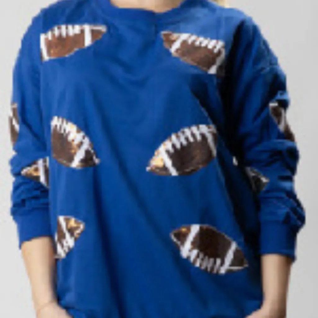 Women's Loose Casual Rugby Sweater - Blue