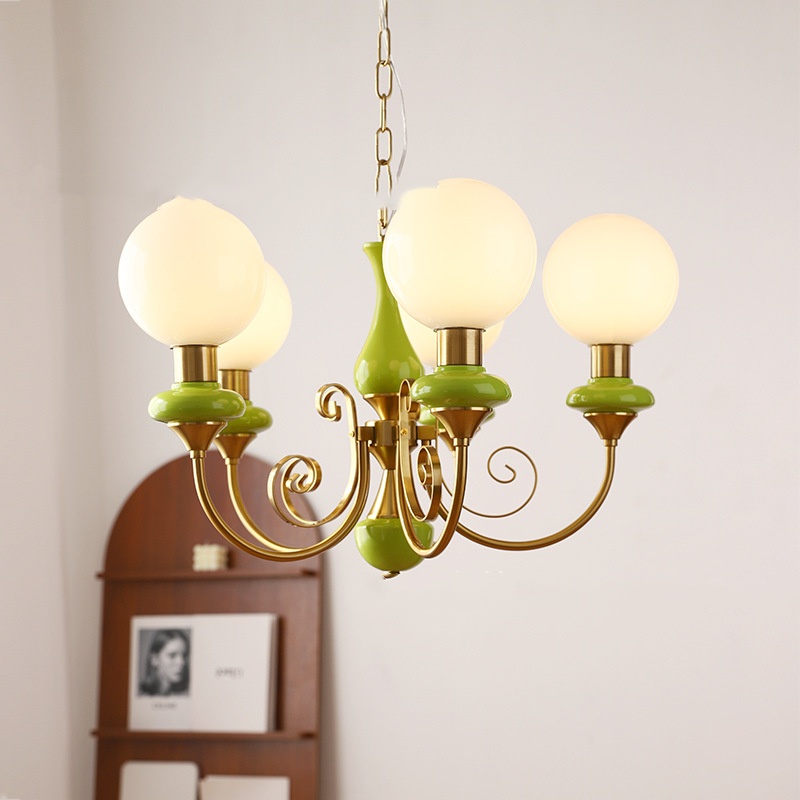 Fruit Green Chandelier Retro Bedroom Living Room Entrance Lamp