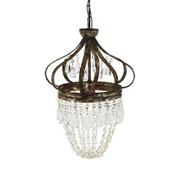 Retro Crystal Chandelier Wrought Iron Forged Crown Lamp - Image 3