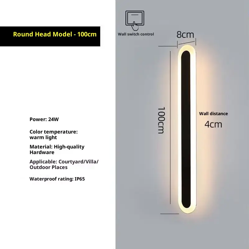 Outdoor Minimalist Linear Strip Waterproof Wall One-shaped Lamp