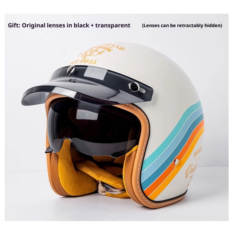 Motorcycle Helmet Motorcycle Helmet Men’s And Women’s Electric Car Built-in Goggles