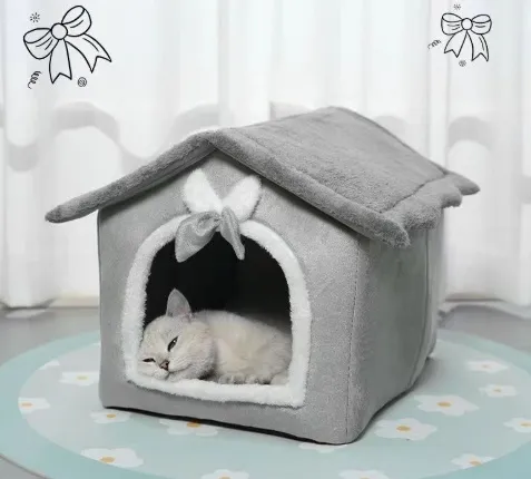 House Type Winter Warm Small Dog Rabbit Doghouse Cathouse - Bowknot House Nest