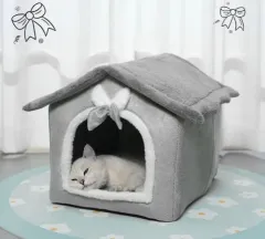 House Type Winter Warm Small Dog Rabbit Doghouse Cathouse - Bowknot House Nest - View 1