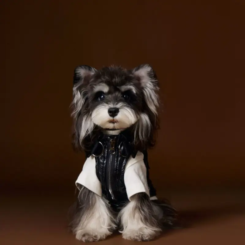 Heavy Industry Cargo Pocket Vest Schnauzer Bichon Teddy Sleeveless Leather Jacket