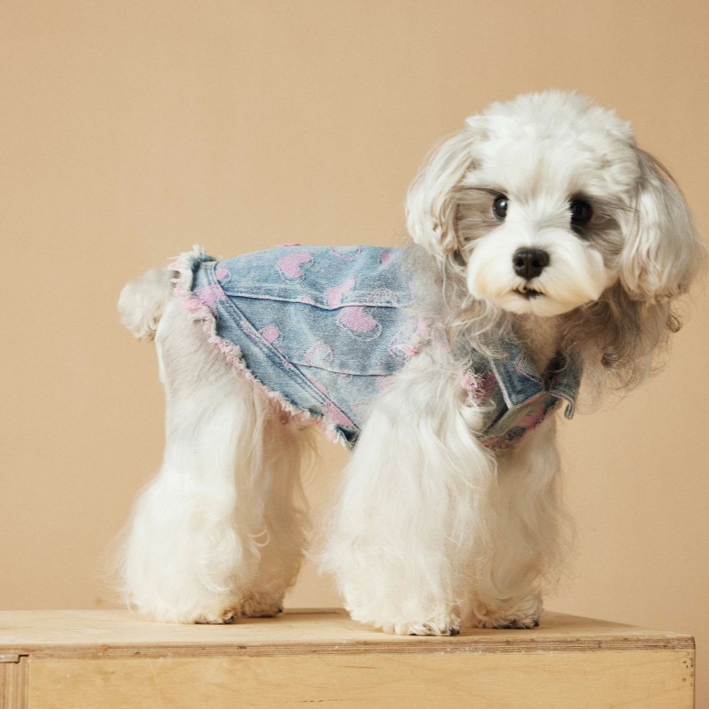 Dog Clothes Denim Sleeveless Vest Distressed Love