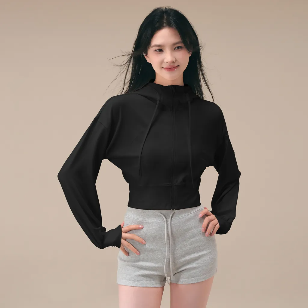 Hooded Yoga Clothing Top Women's Autumn New - Black