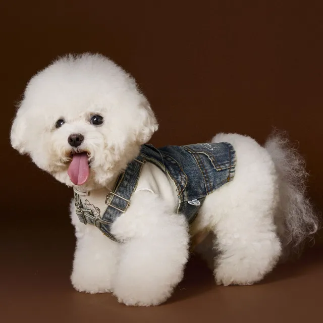 Teddy Bichon Small And Medium sized Dogs Sleeveless New Denim Suspender Skirt Denim Skirt Without Inner Wear - Shop at LoveMi