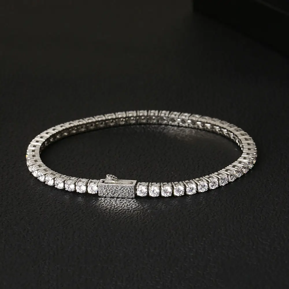 Full Rhinestone Zircon Tennis Chain Bracelet Color Retention