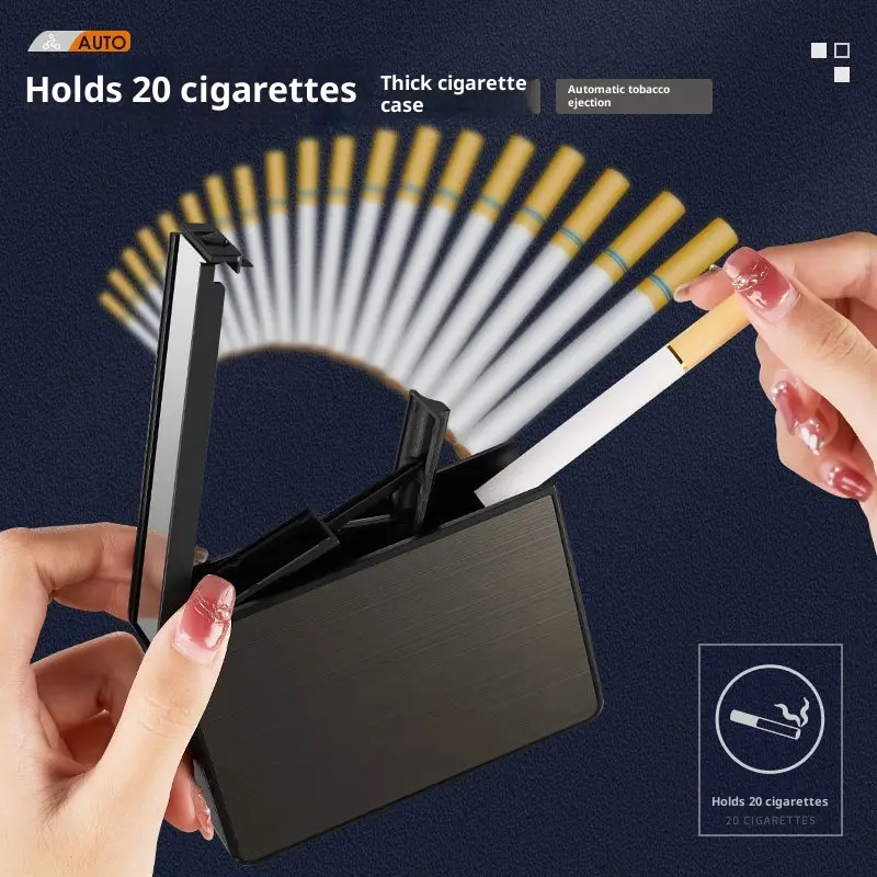 Automatic Cigarette Case Large Capacity Portable Anti-pressure Push Smoke Cigarette Boxes Aluminum Alloy