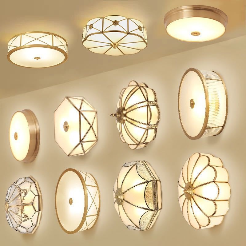 All Copper American Simple Led Ceiling Lamp Modern