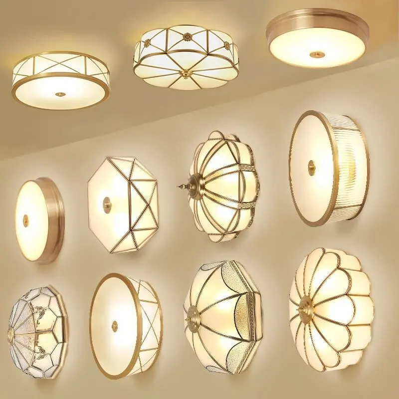 All Copper American Simple Led Ceiling Lamp