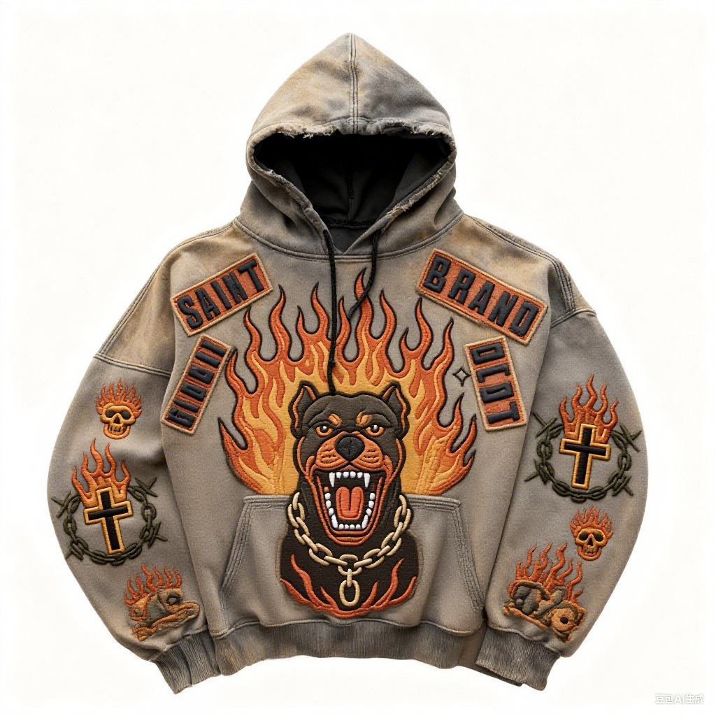 Digital Retro Printed Loose Sweatshirt Hoodie