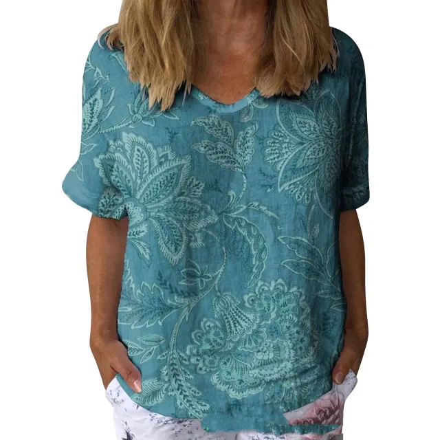 V neck Short Sleeved 3D Digital Printed European And American Plus Size 12 Styles B474 - Shop at LoveMi