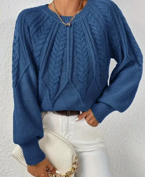 Fashion Retro Prismatic Twist Knitted Sweater - Dark Blue